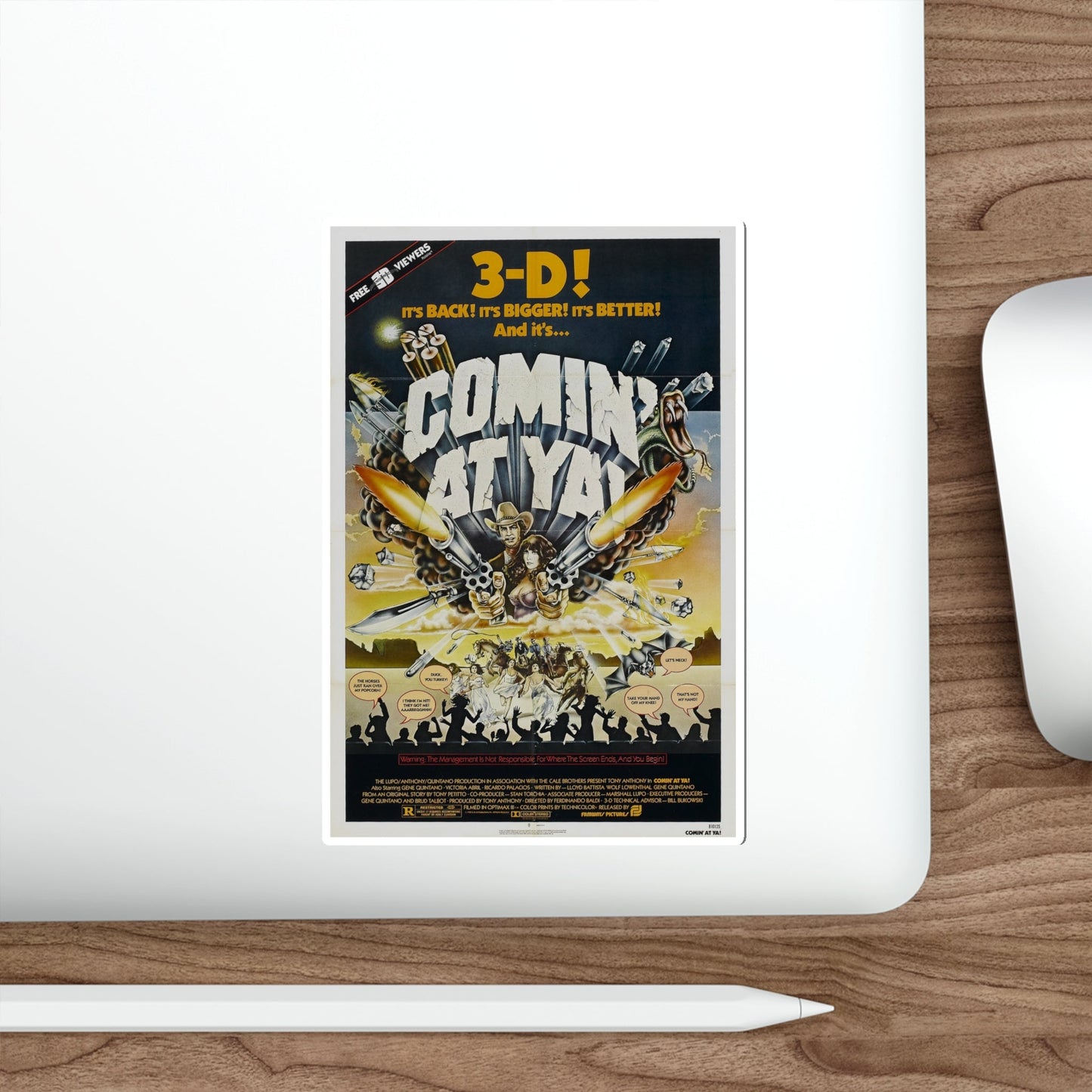 COMIN' AT YA! 1981 Movie Poster STICKER Vinyl Die-Cut Decal-The Sticker Space