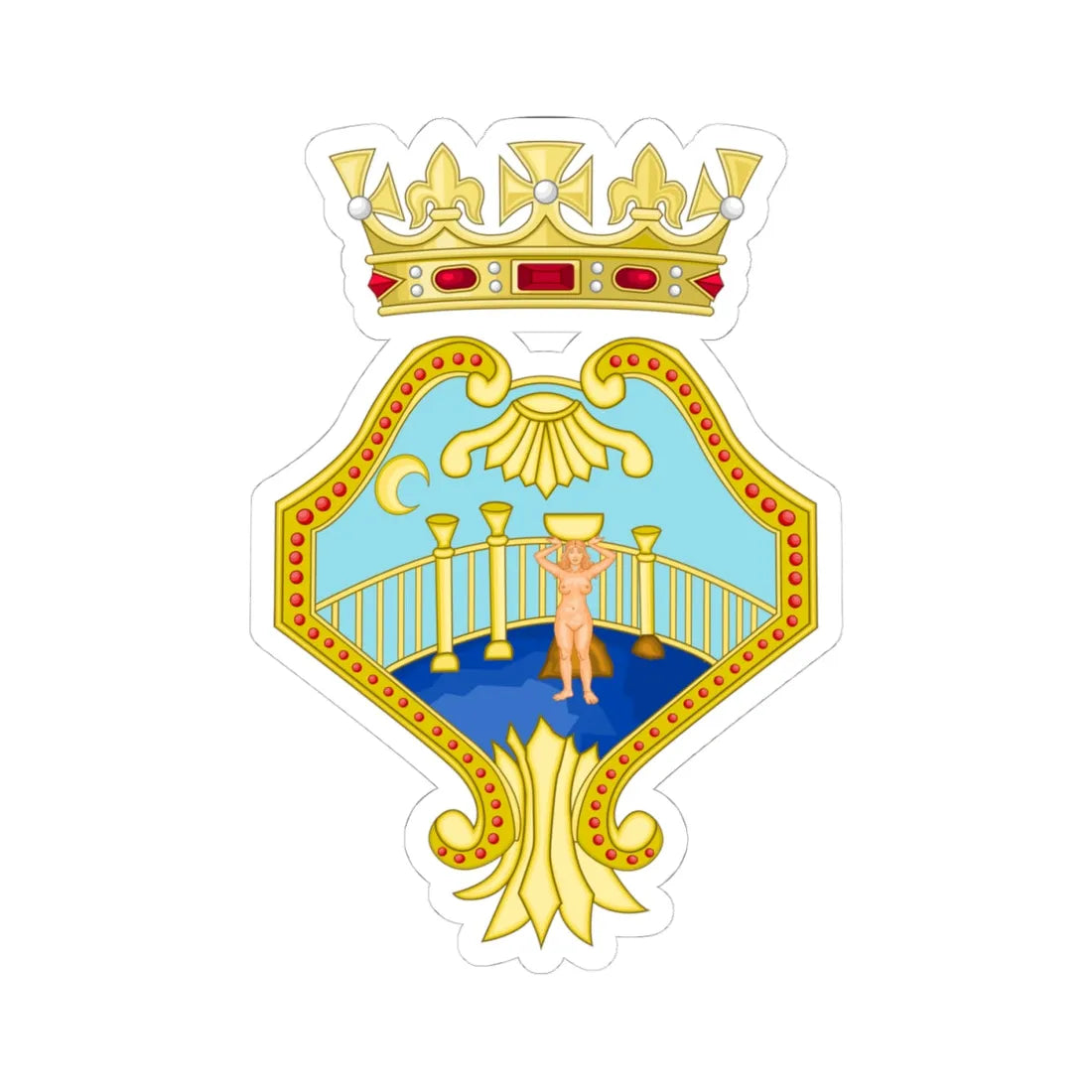 Comiso-Stemma (Italy) (Coat of Arms) STICKER Vinyl Kiss-Cut Decal 4 Inch White - The Sticker Space