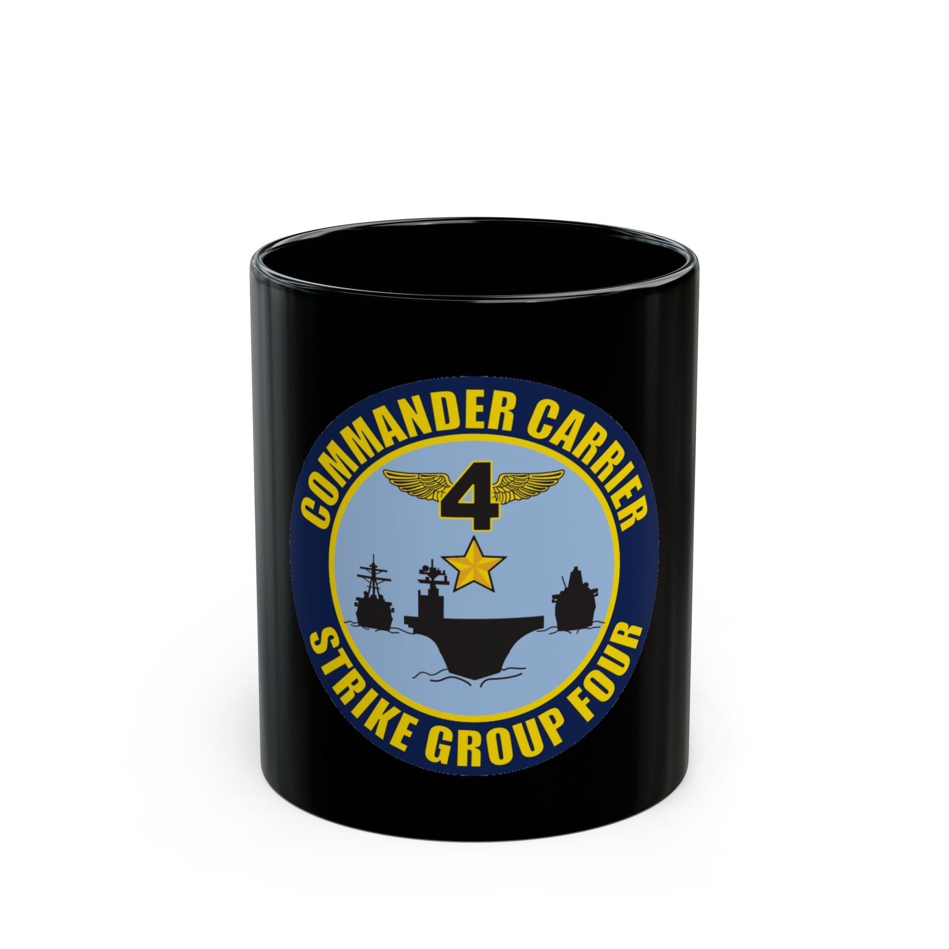 Command Carriers Strike Group 4 (U.S. Navy) Black Coffee Mug-11oz-The Sticker Space