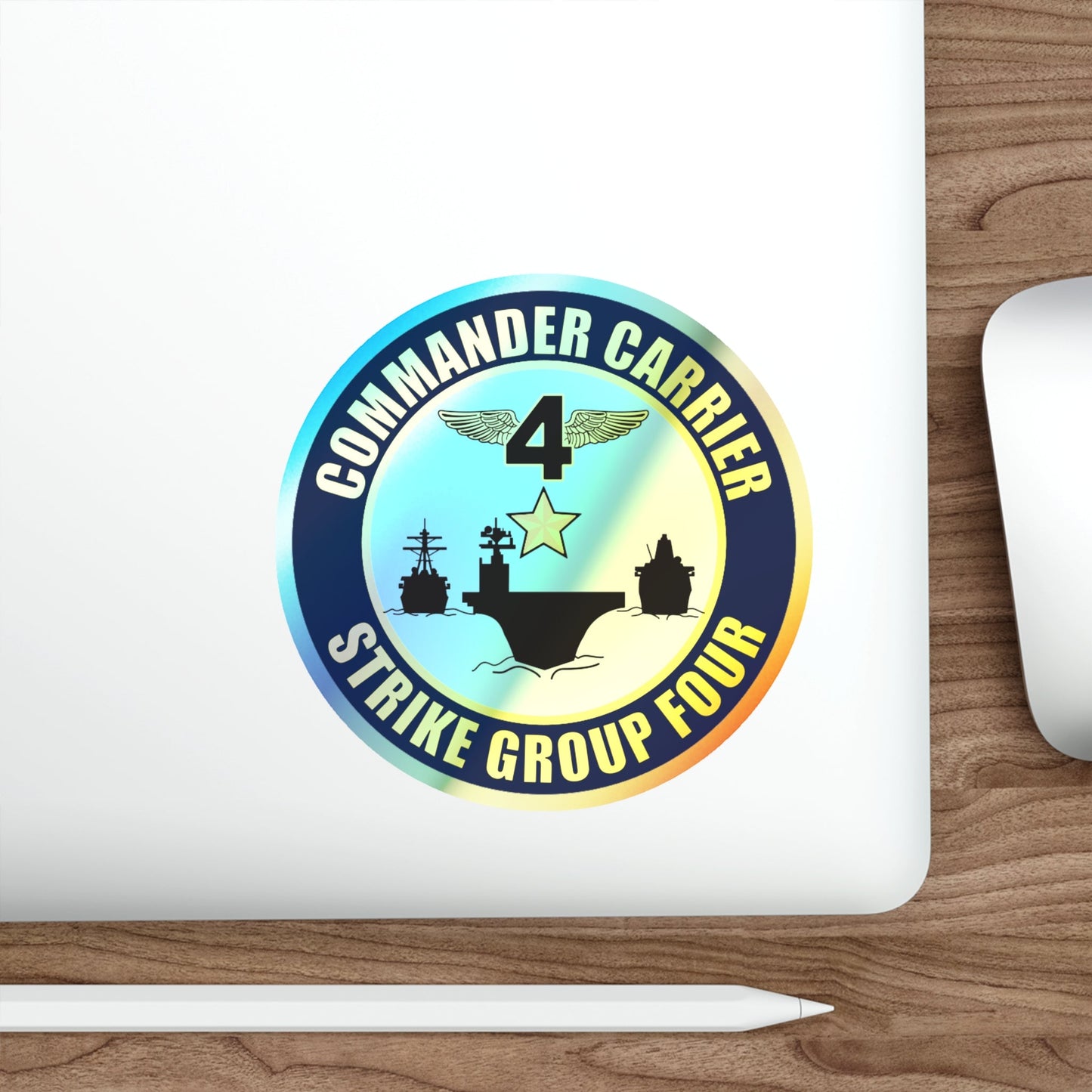 Command Carriers Strike Group 4 (U.S. Navy) Holographic STICKER Die-Cut Vinyl Decal-The Sticker Space