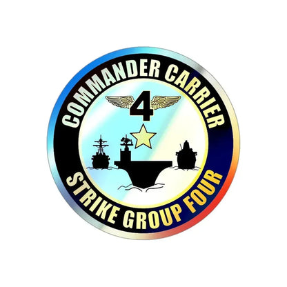 Command Carriers Strike Group 4 (U.S. Navy) Holographic STICKER Die-Cut Vinyl Decal 3 Inch Holographic - The Sticker Space