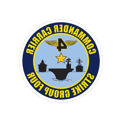 Command Carriers Strike Group 4 (U.S. Navy) REVERSE PRINT Transparent Die-Cut STICKER 3 Inch Die-Cut Transparent - The Sticker Space
