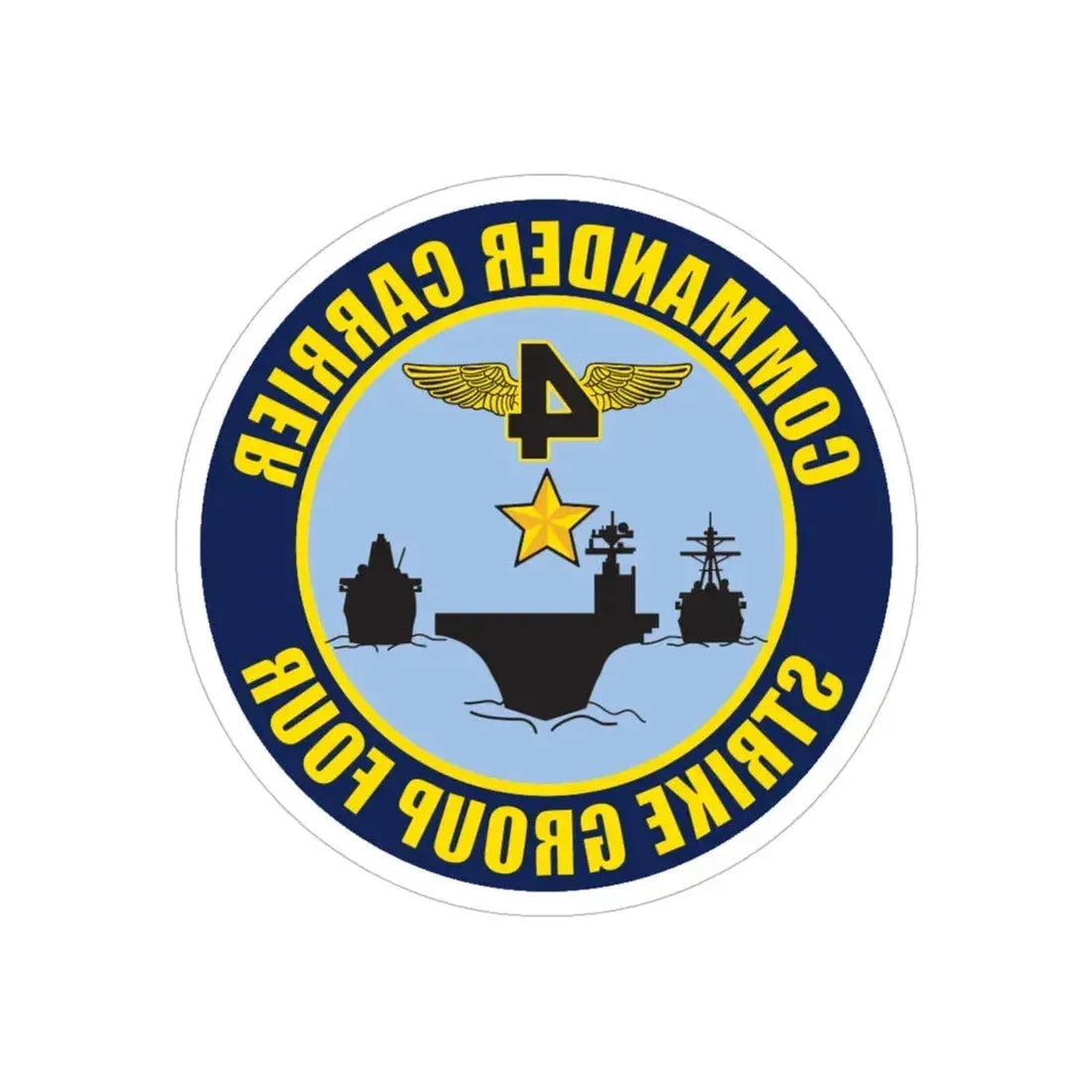 Command Carriers Strike Group 4 (U.S. Navy) REVERSE PRINT Transparent Die-Cut STICKER 6 Inch Die-Cut Transparent - The Sticker Space