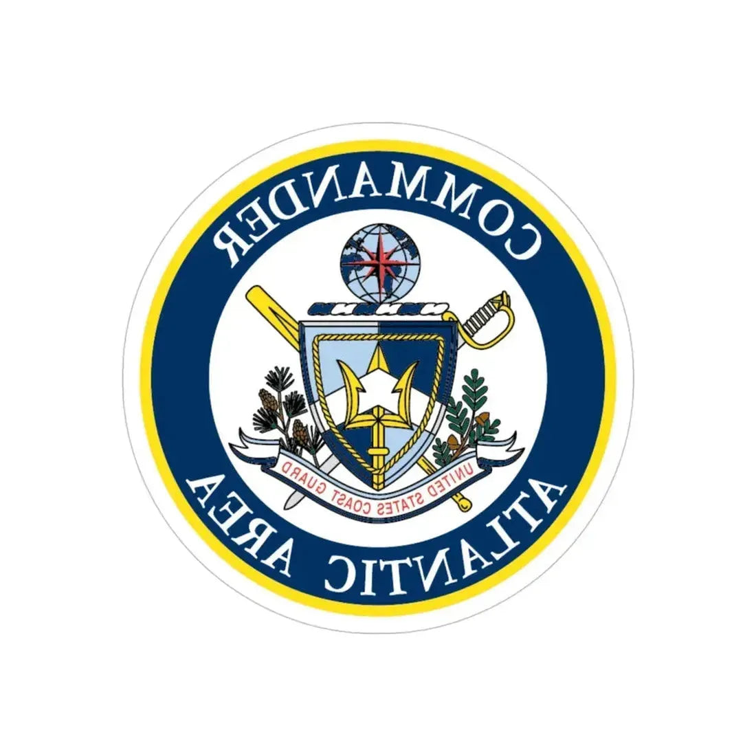 COMMANDER ATLANTIC AREA (U.S. Coast Guard) REVERSE PRINT Transparent Die-Cut STICKER 4 Inch Die-Cut Transparent - The Sticker Space