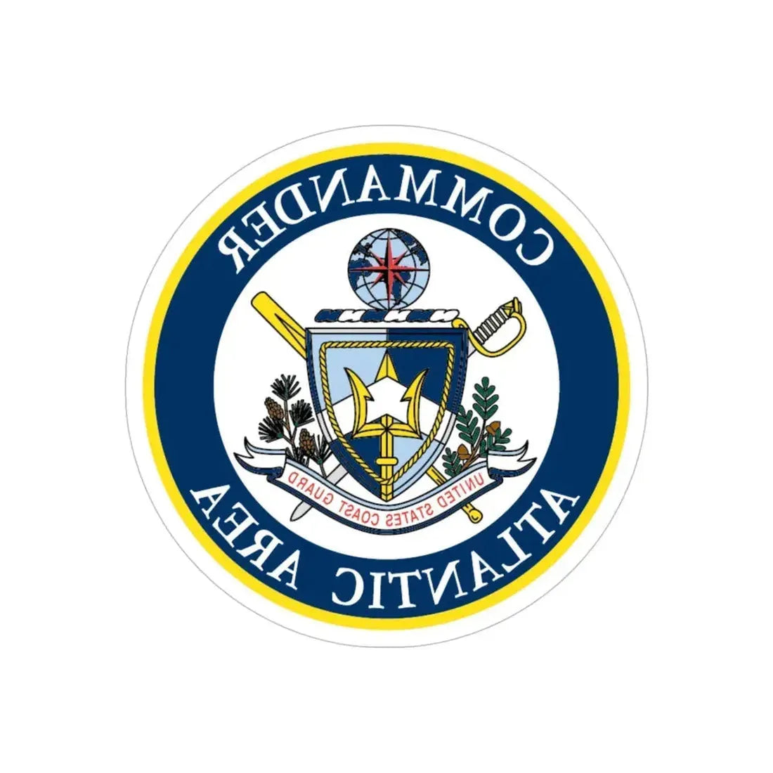 COMMANDER ATLANTIC AREA (U.S. Coast Guard) REVERSE PRINT Transparent Die-Cut STICKER 5 Inch Die-Cut Transparent - The Sticker Space