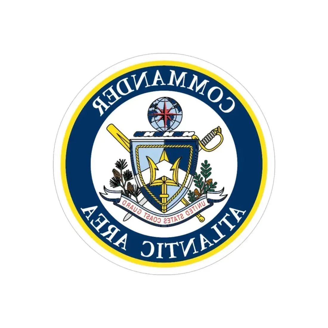 COMMANDER ATLANTIC AREA (U.S. Coast Guard) REVERSE PRINT Transparent Die-Cut STICKER - The Sticker Space