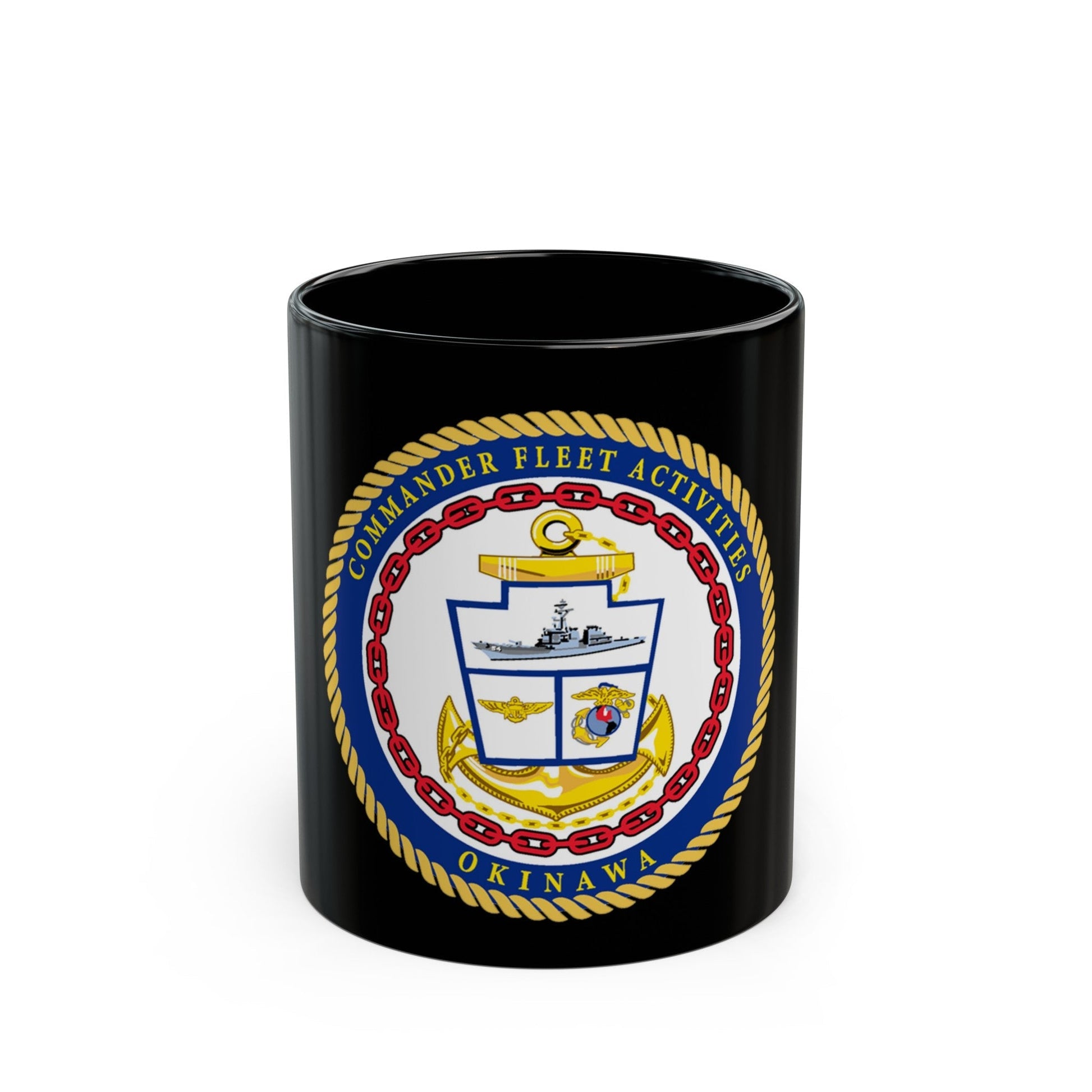 COMMANDER FLEET ACTIVITIES OKINAWA (U.S. Navy) Black Coffee Mug-11oz-The Sticker Space