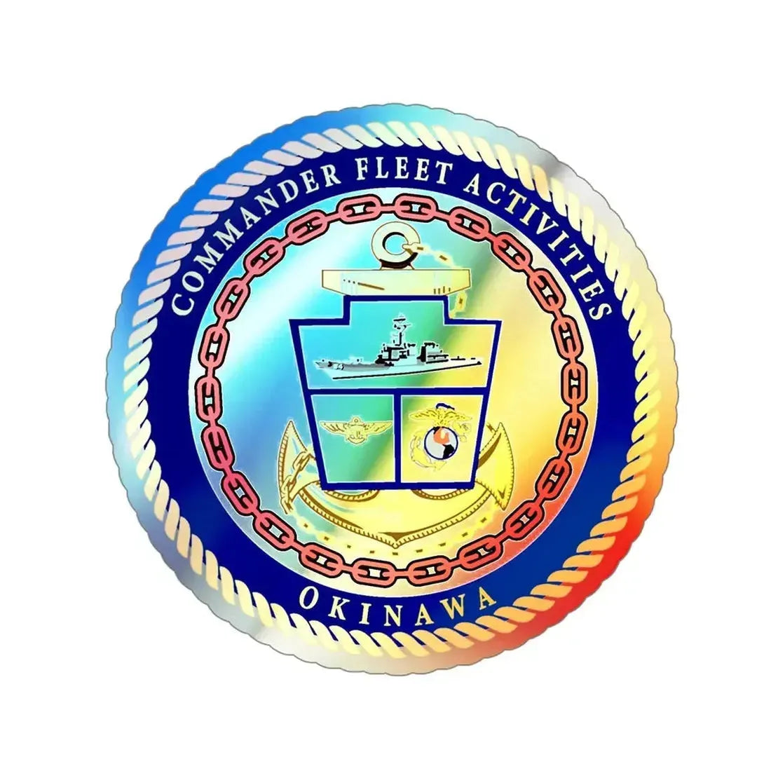 COMMANDER FLEET ACTIVITIES OKINAWA (U.S. Navy) Holographic STICKER Die-Cut Vinyl Decal - The Sticker Space