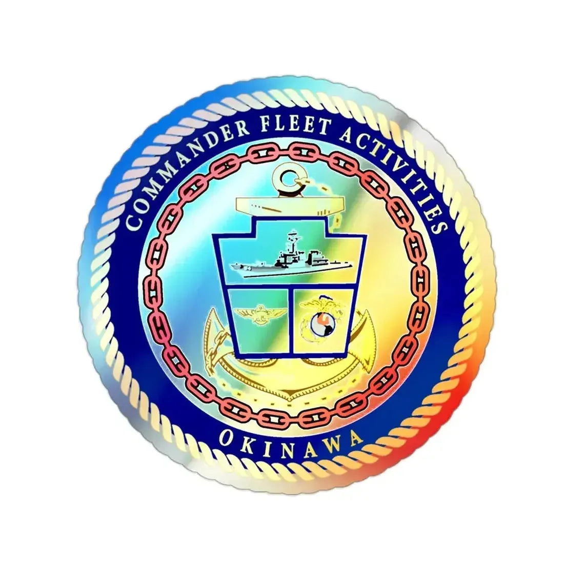 COMMANDER FLEET ACTIVITIES OKINAWA (U.S. Navy) Holographic STICKER Die-Cut Vinyl Decal - The Sticker Space