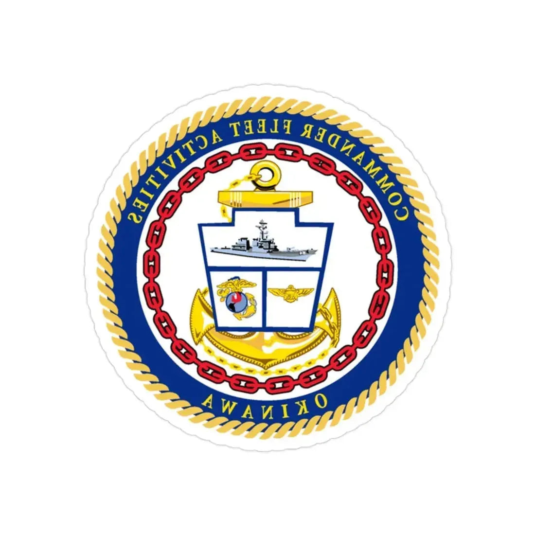 COMMANDER FLEET ACTIVITIES OKINAWA (U.S. Navy) REVERSE PRINT Transparent Die-Cut STICKER 2 Inch Die-Cut Transparent - The Sticker Space