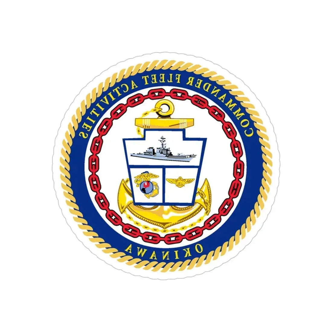 COMMANDER FLEET ACTIVITIES OKINAWA (U.S. Navy) REVERSE PRINT Transparent Die-Cut STICKER 6 Inch Die-Cut Transparent - The Sticker Space