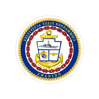 COMMANDER FLEET ACTIVITIES OKINAWA (U.S. Navy) REVERSE PRINT Transparent Die-Cut STICKER - The Sticker Space