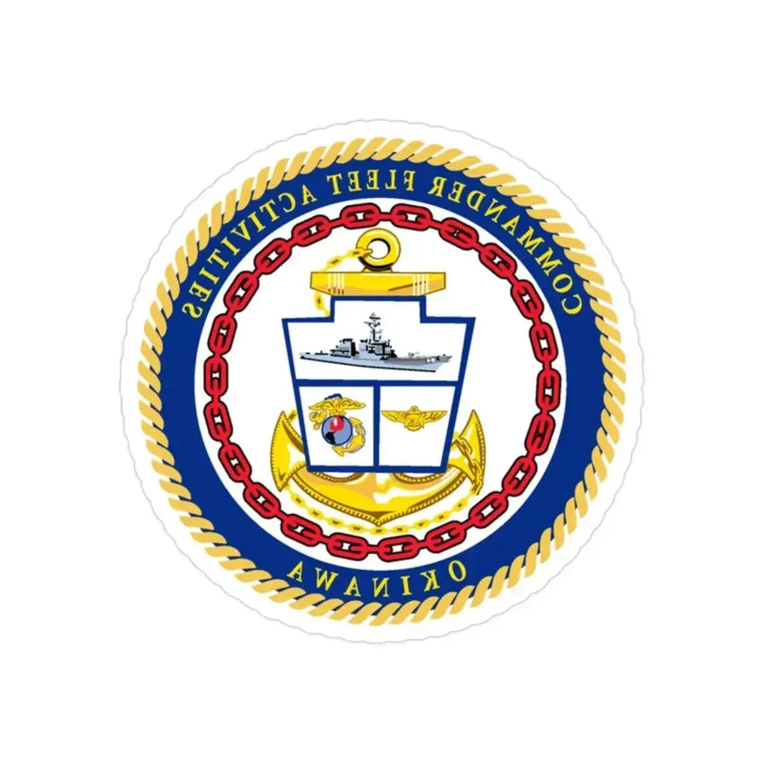 COMMANDER FLEET ACTIVITIES OKINAWA (U.S. Navy) REVERSE PRINT Transparent Die-Cut STICKER - The Sticker Space