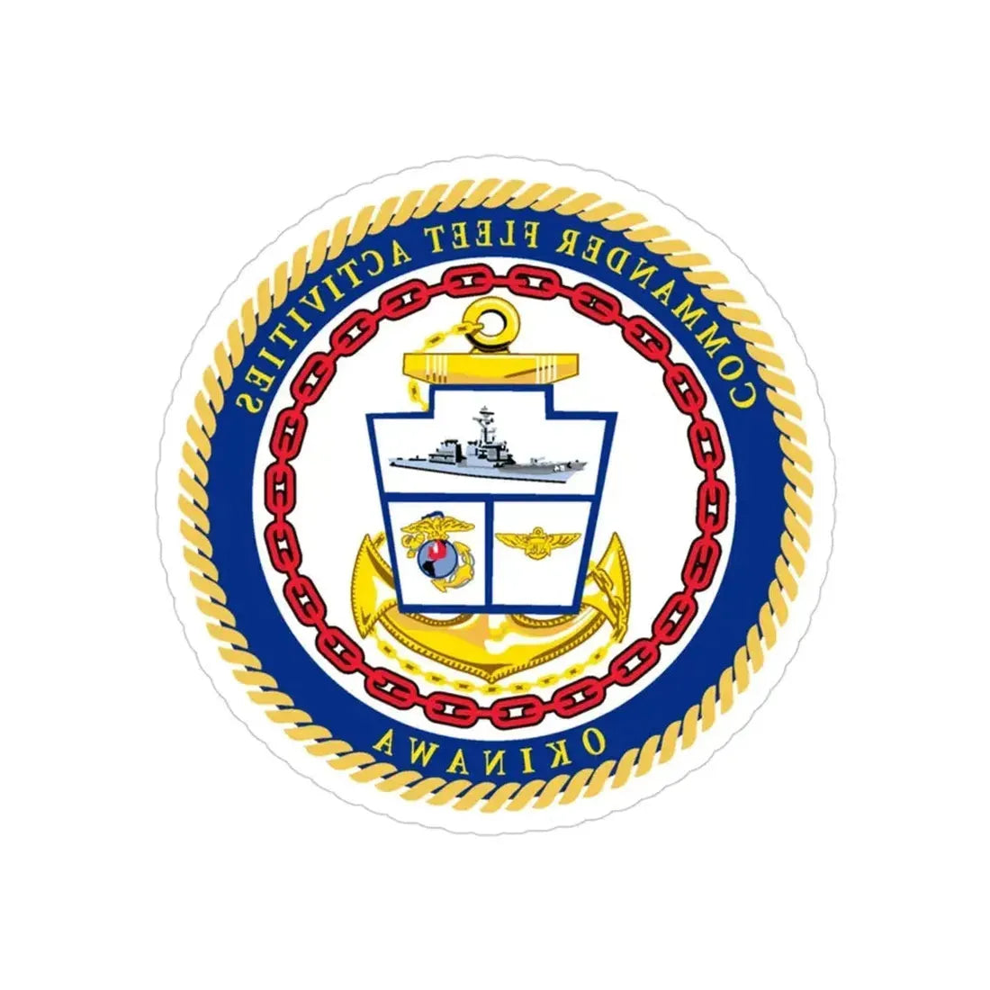 COMMANDER FLEET ACTIVITIES OKINAWA (U.S. Navy) REVERSE PRINT Transparent Die-Cut STICKER - The Sticker Space