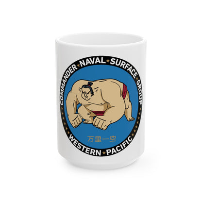 Commander Naval Surface Group West Pacific (U.S. Navy) White Coffee Mug-15oz-The Sticker Space