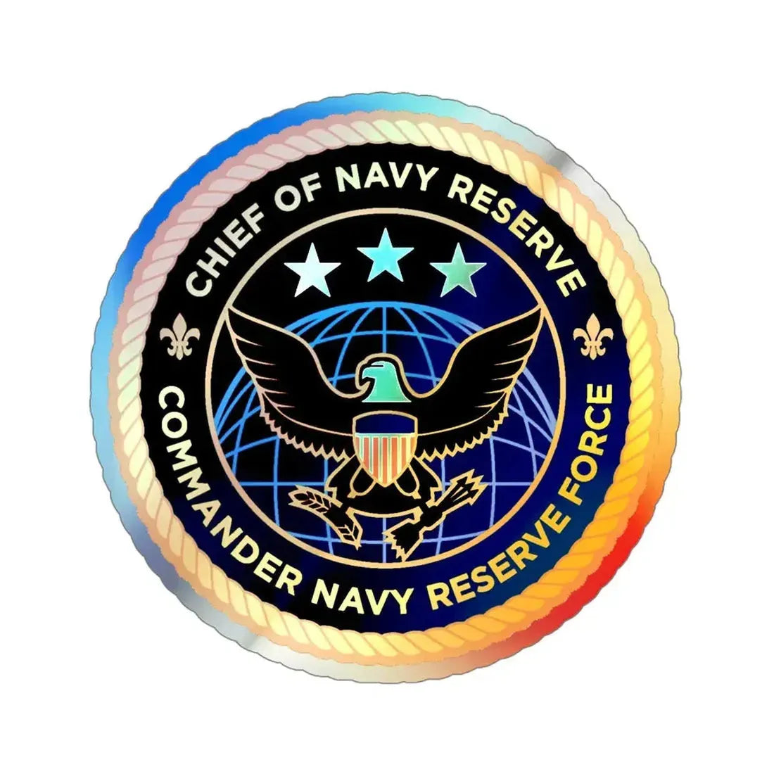 Commander Navy Reserve Force (U.S. Navy) Holographic STICKER Die-Cut Vinyl Decal 4 Inch Holographic - The Sticker Space