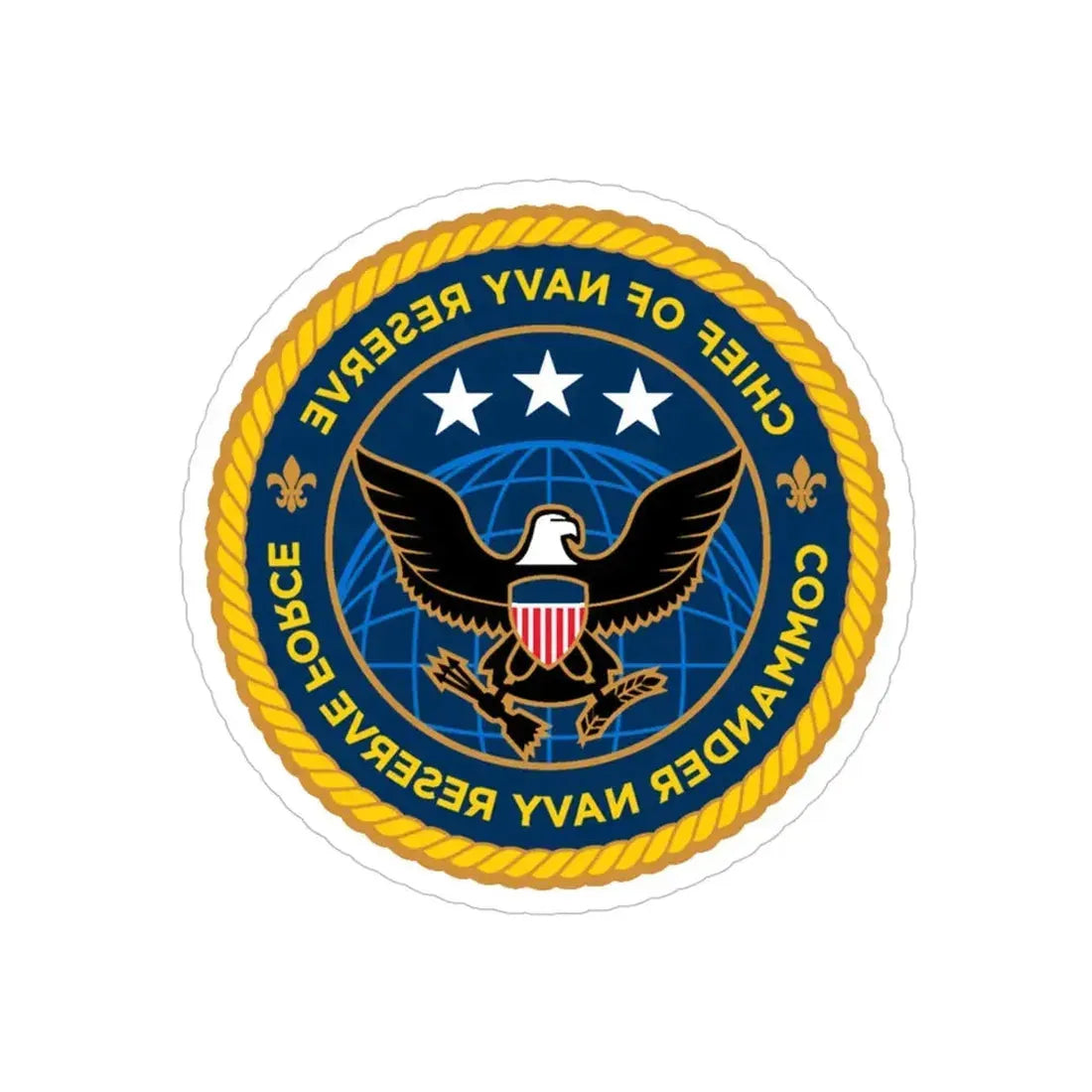 Commander Navy Reserve Force (U.S. Navy) REVERSE PRINT Transparent Die-Cut STICKER 4 Inch Die-Cut Transparent - The Sticker Space