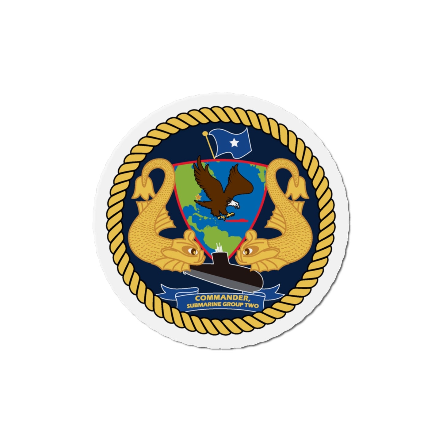 Commander Submarine Group Two (U.S. Navy) Die-Cut Magnet-5" x 5"-The Sticker Space