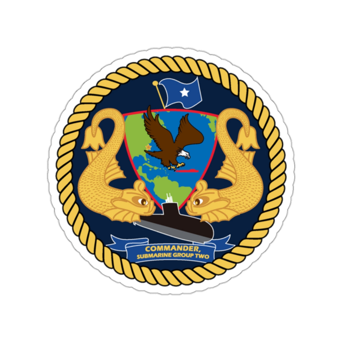 Commander Submarine Group Two (U.S. Navy) STICKER Vinyl Kiss-Cut Decal-2 Inch-The Sticker Space