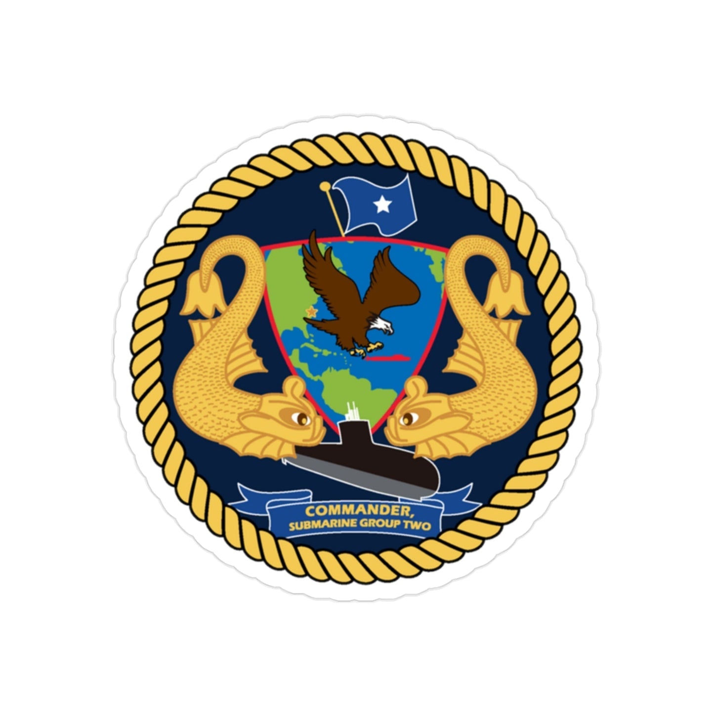 Commander Submarine Group Two (U.S. Navy) Transparent STICKER Die-Cut Vinyl Decal-2 Inch-The Sticker Space