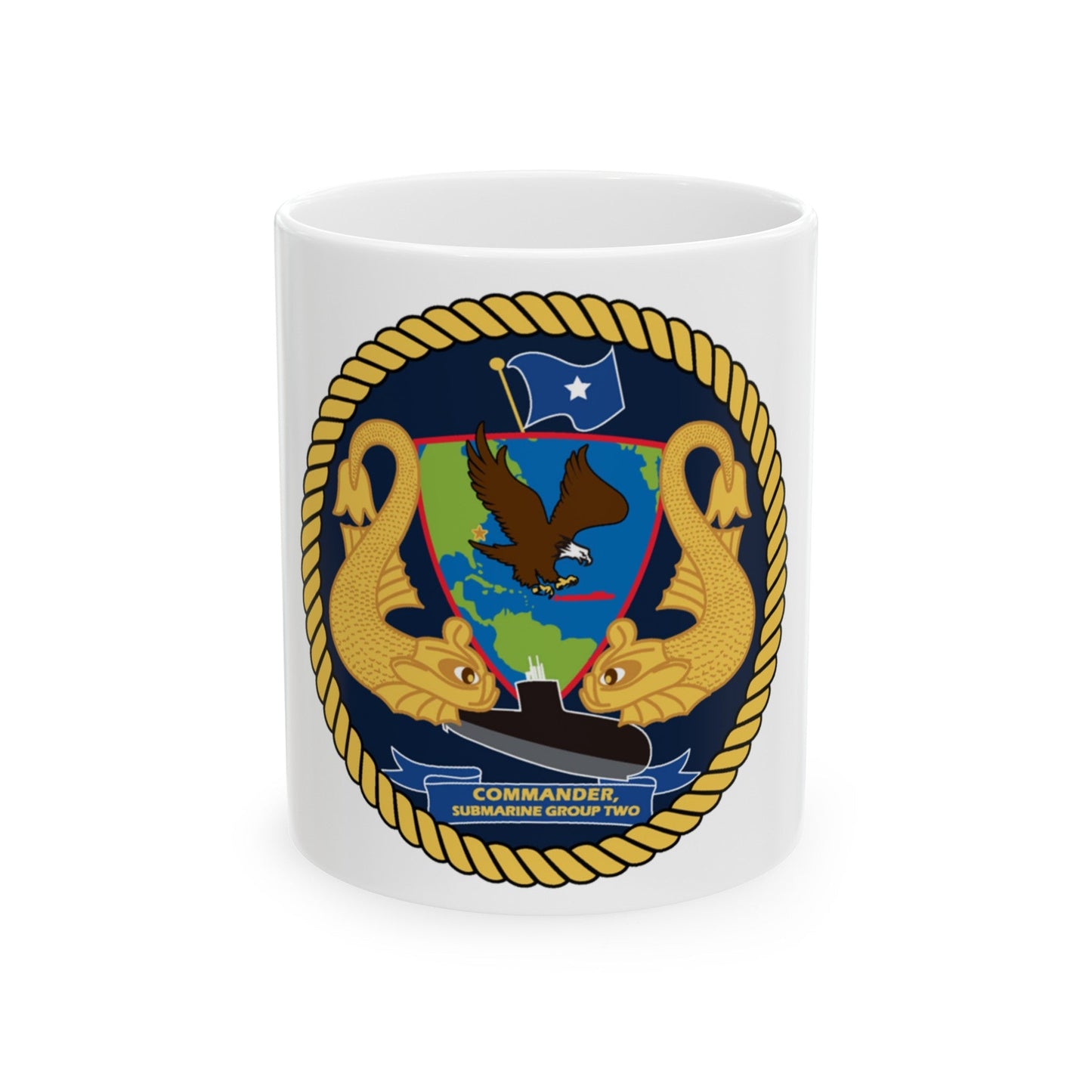 Commander Submarine Group Two (U.S. Navy) White Coffee Mug-11oz-The Sticker Space