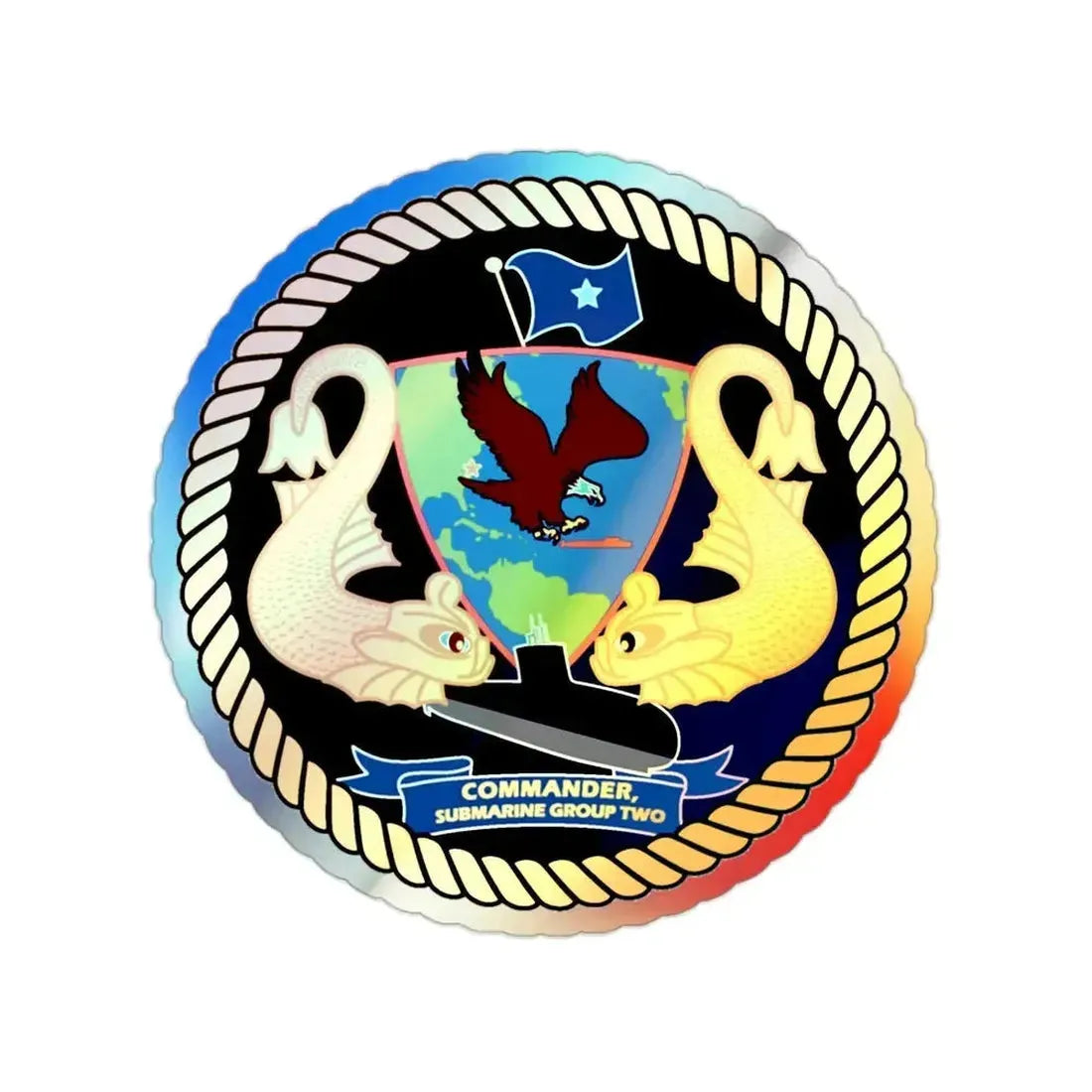 Commander Submarine Group Two (U.S. Navy) Holographic STICKER Die-Cut Vinyl Decal - The Sticker Space