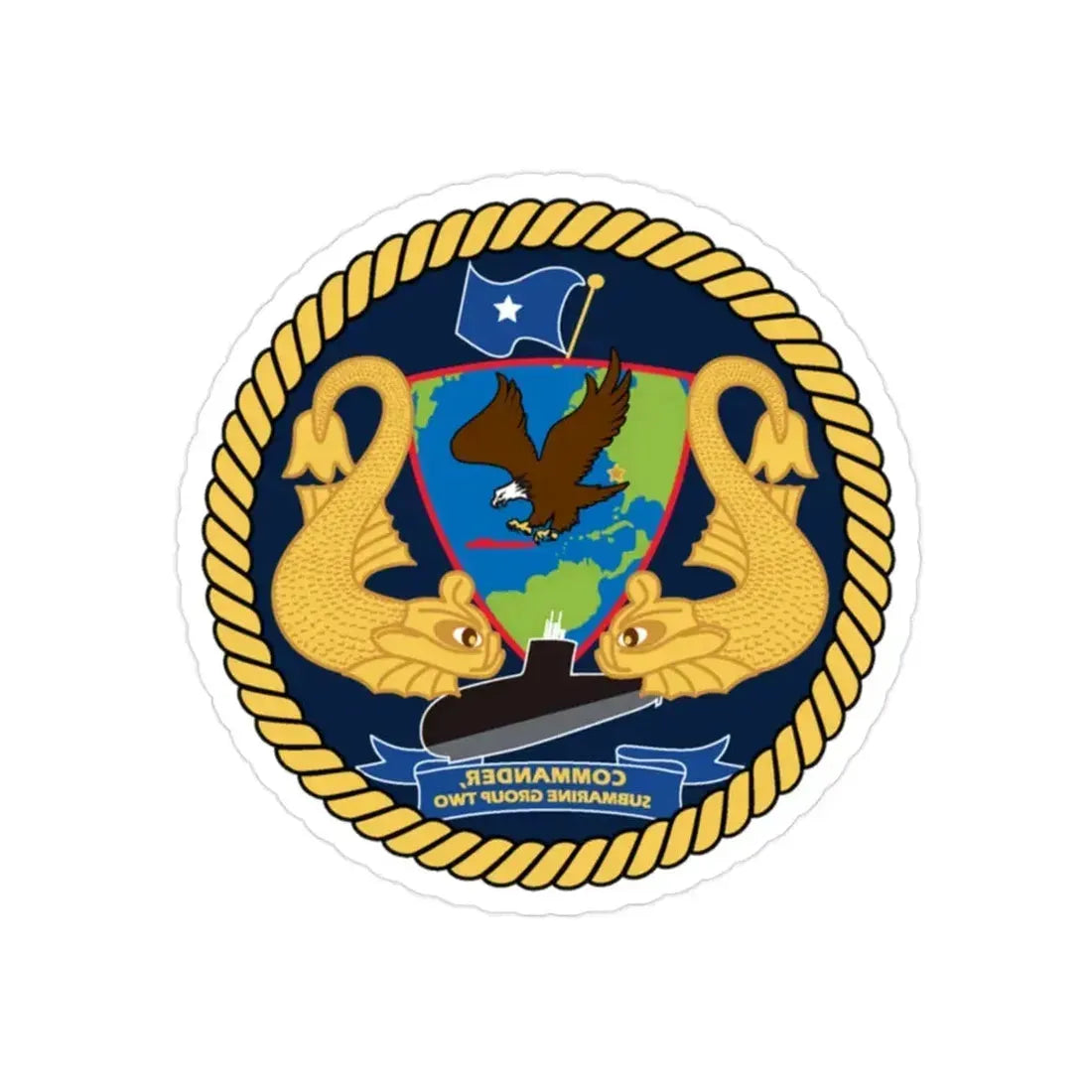 Commander Submarine Group Two (U.S. Navy) REVERSE PRINT Transparent Die-Cut STICKER - The Sticker Space