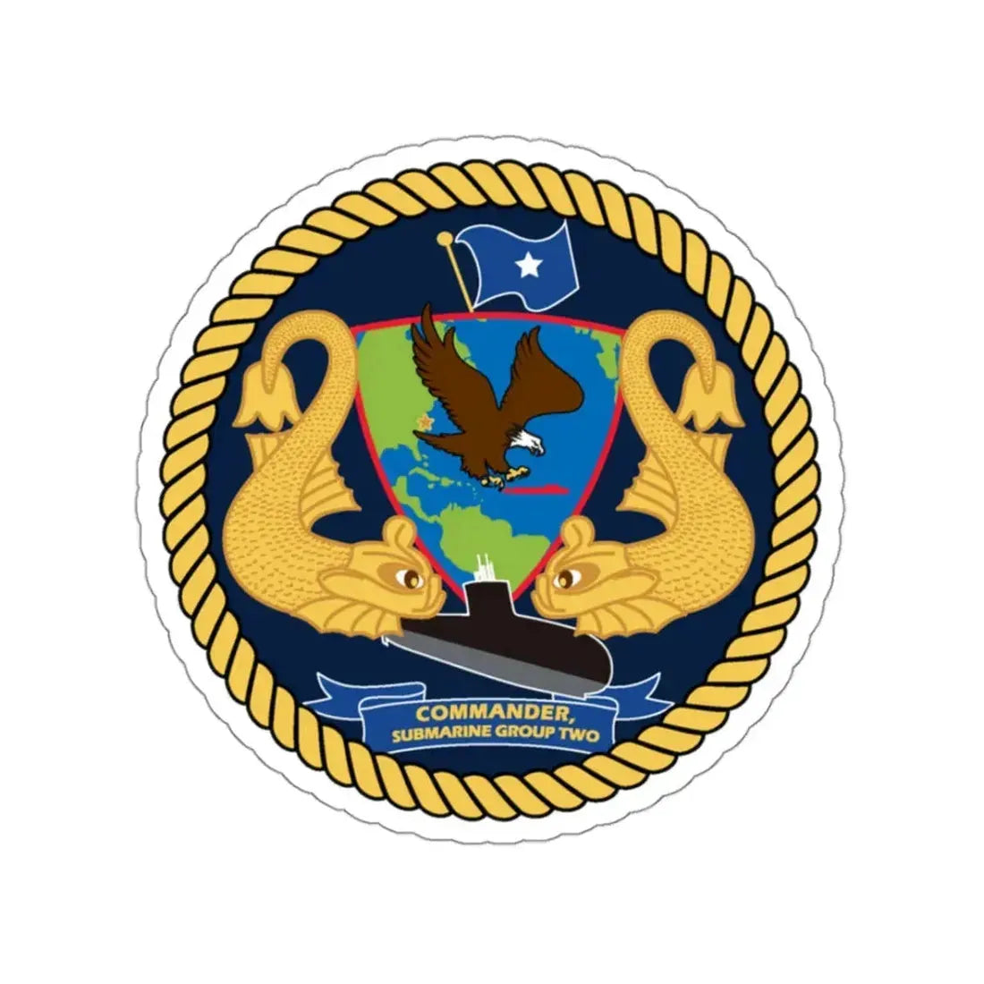 Commander Submarine Group Two (U.S. Navy) STICKER Vinyl Kiss-Cut Decal 3 Inch White - The Sticker Space
