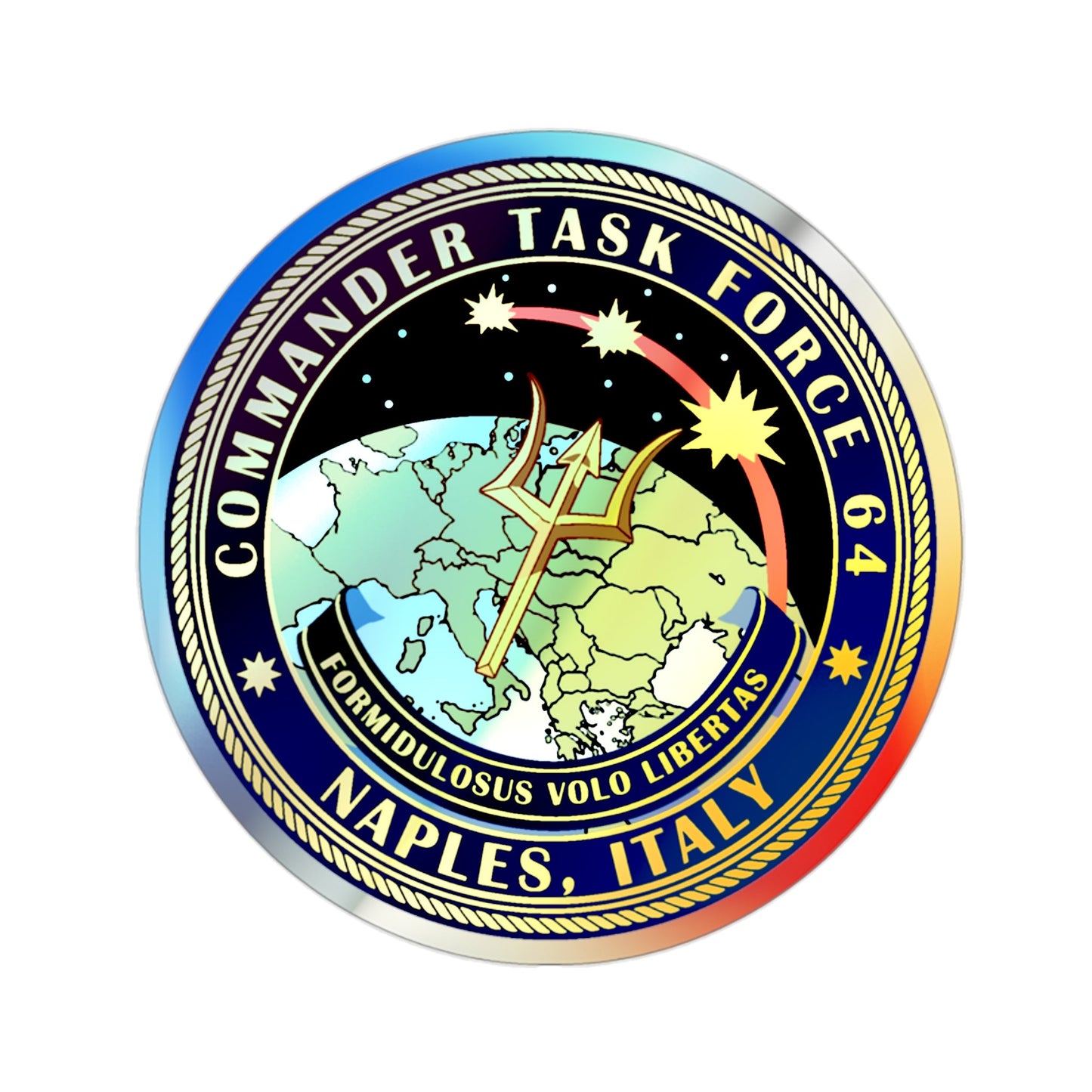 Commander Task Force 64 (U.S. Navy) Holographic STICKER Die-Cut Vinyl Decal-2 Inch-The Sticker Space