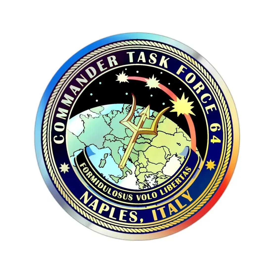 Commander Task Force 64 (U.S. Navy) Holographic STICKER Die-Cut Vinyl Decal 2 Inch Holographic - The Sticker Space