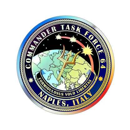 Commander Task Force 64 (U.S. Navy) Holographic STICKER Die-Cut Vinyl Decal 3 Inch Holographic - The Sticker Space