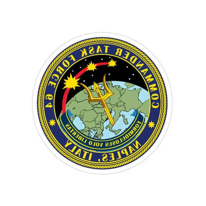 Commander Task Force 64 (U.S. Navy) REVERSE PRINT Transparent Die-Cut STICKER 3 Inch Die-Cut Transparent - The Sticker Space