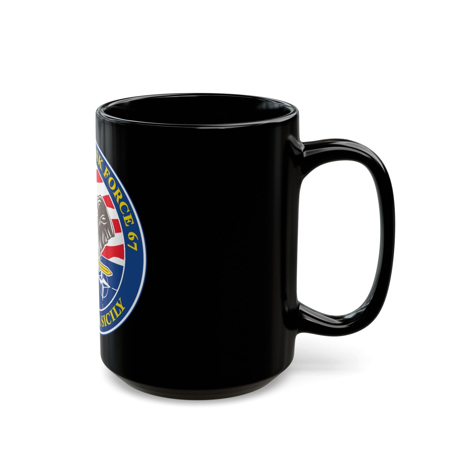 Commander Task Force 67 Sigonella Sicily CTF 67 (U.S. Navy) Black Coffee Mug-The Sticker Space