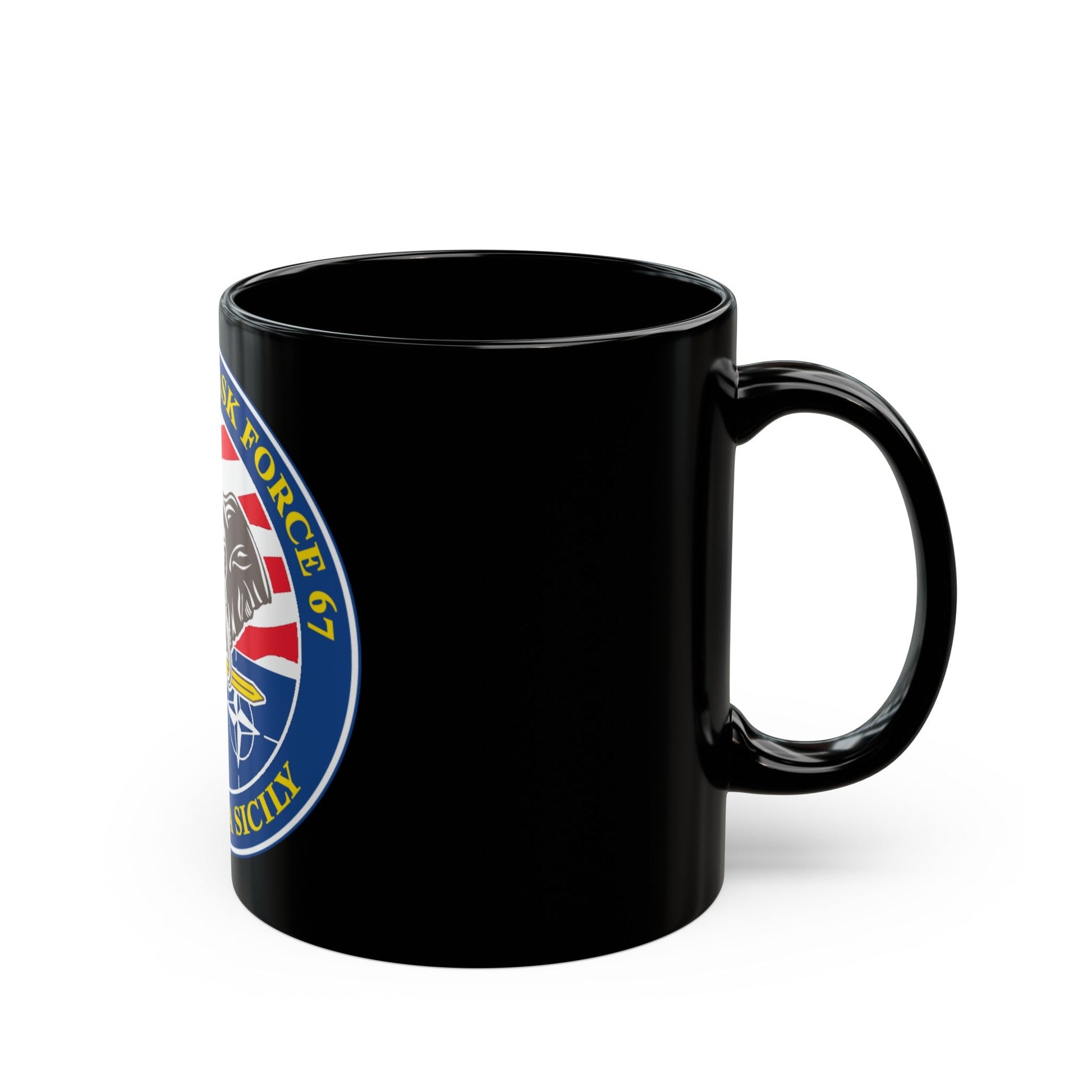 Commander Task Force 67 Sigonella Sicily CTF 67 (U.S. Navy) Black Coffee Mug-The Sticker Space