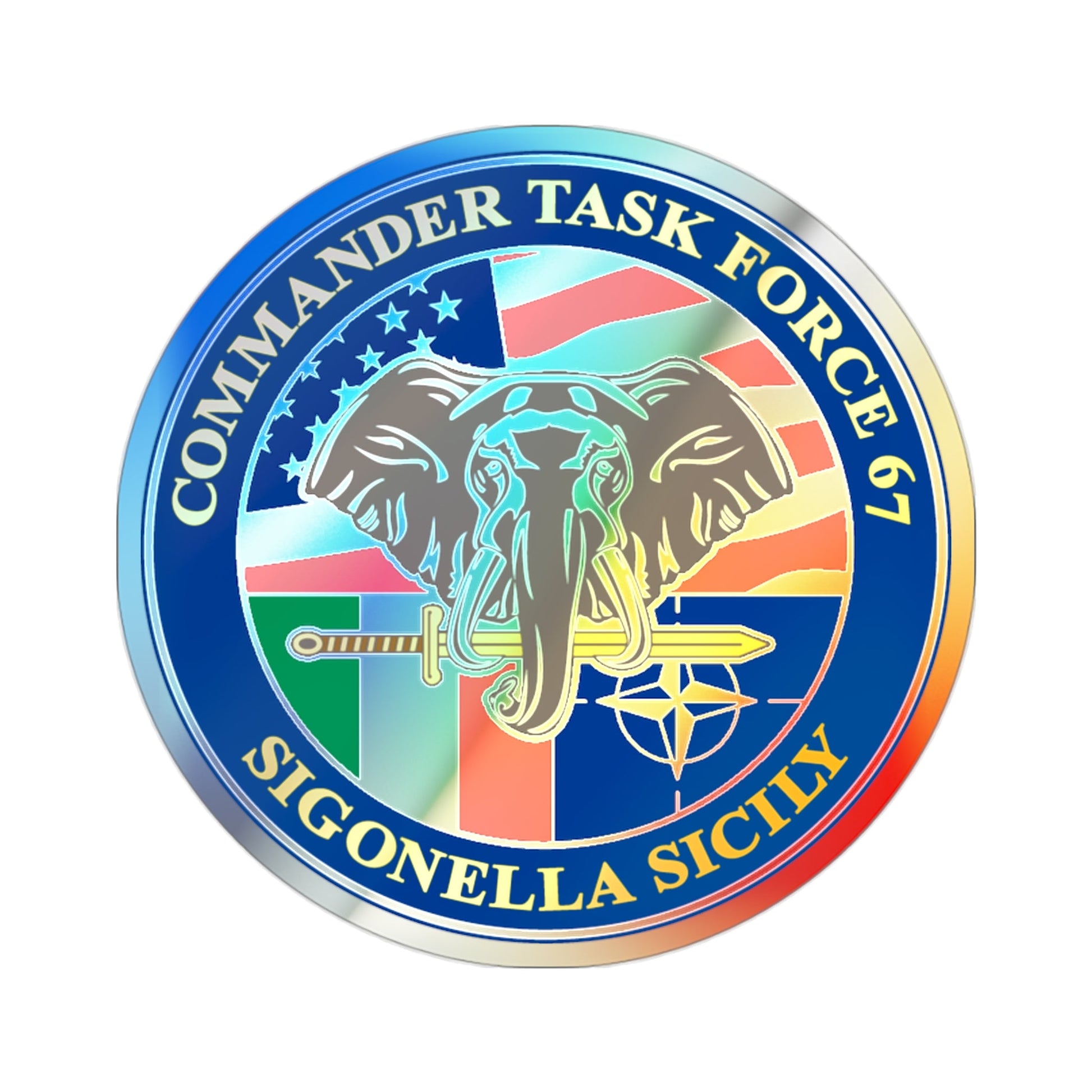 Commander Task Force 67 Sigonella Sicily CTF 67 (U.S. Navy) Holographic STICKER Die-Cut Vinyl Decal-2 Inch-The Sticker Space