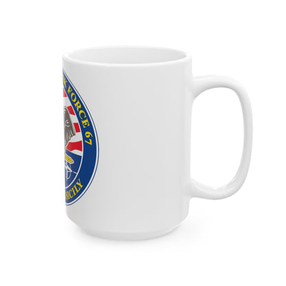 Commander Task Force 67 Sigonella Sicily CTF 67 (U.S. Navy) White Coffee Mug-The Sticker Space