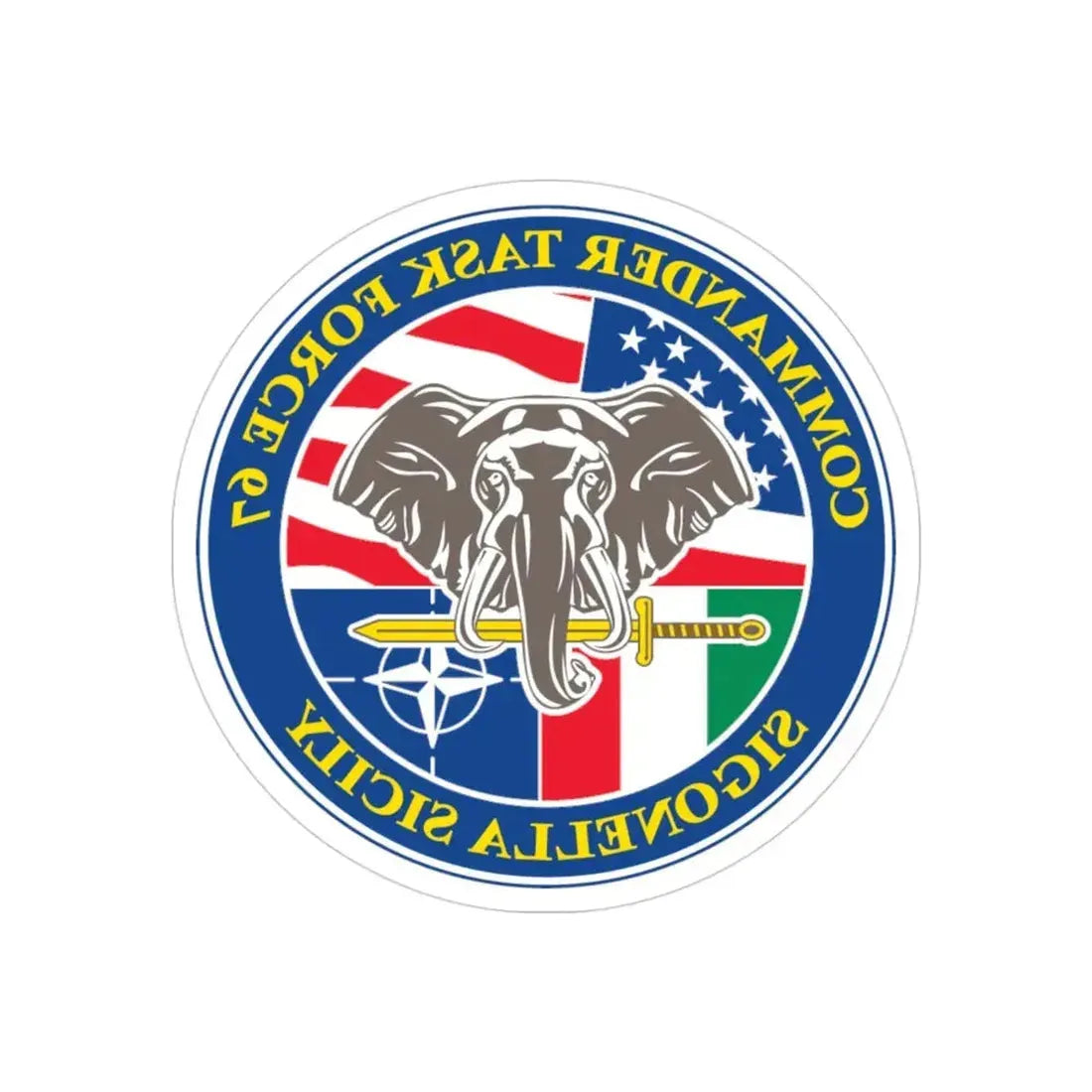Commander Task Force 67 Sigonella Sicily CTF 67 (U.S. Navy) REVERSE PRINT Transparent Die-Cut STICKER 3 Inch Die-Cut Transparent - The Sticker Space