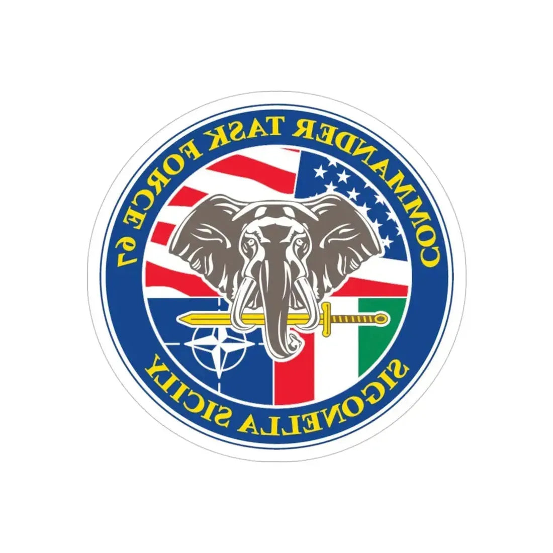 Commander Task Force 67 Sigonella Sicily CTF 67 (U.S. Navy) REVERSE PRINT Transparent Die-Cut STICKER 4 Inch Die-Cut Transparent - The Sticker Space