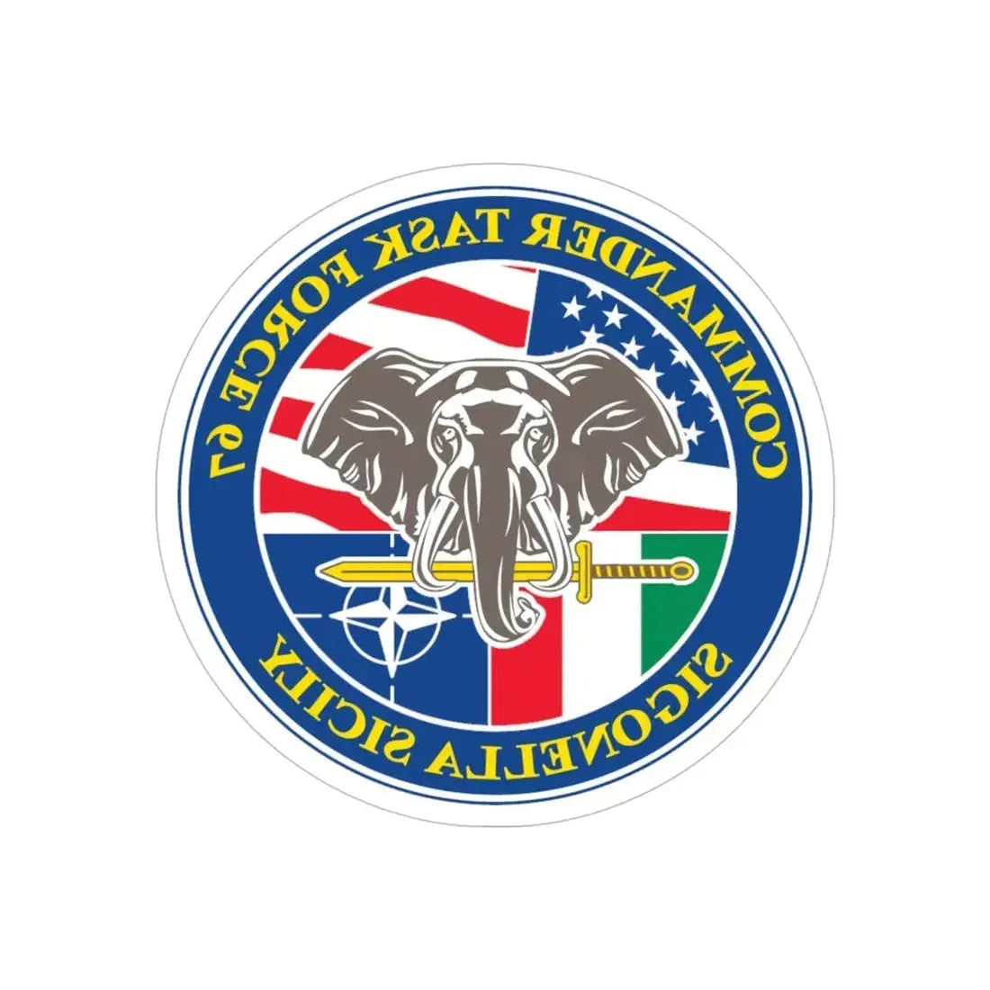 Commander Task Force 67 Sigonella Sicily CTF 67 (U.S. Navy) REVERSE PRINT Transparent Die-Cut STICKER 6 Inch Die-Cut Transparent - The Sticker Space