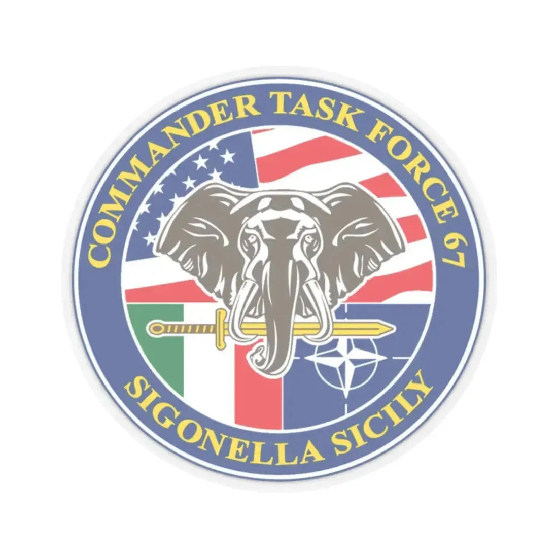 Commander Task Force 67 Sigonella Sicily CTF 67 (U.S. Navy) STICKER Vinyl Kiss-Cut Decal 2 Inch Transparent - The Sticker Space