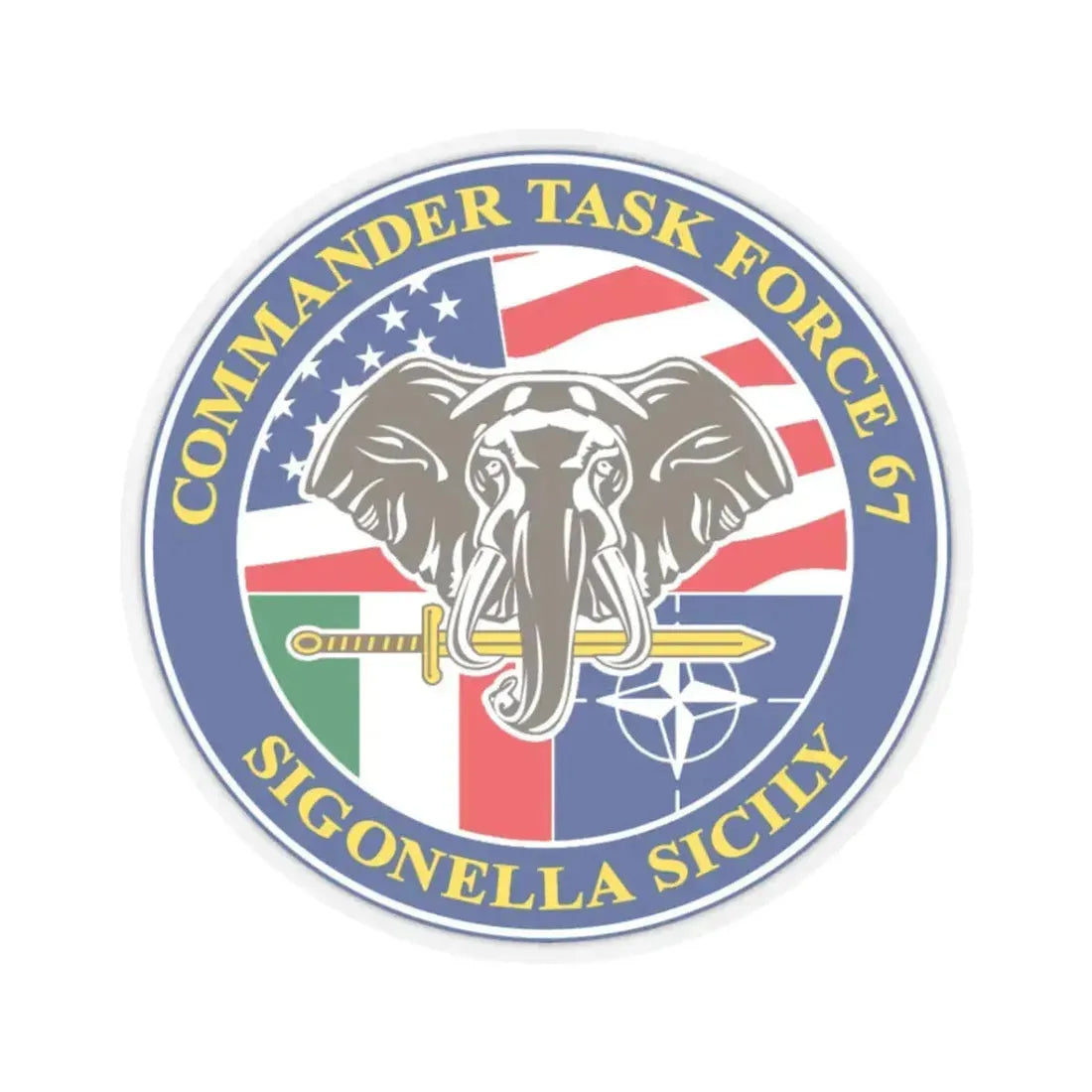 Commander Task Force 67 Sigonella Sicily CTF 67 (U.S. Navy) STICKER Vinyl Kiss-Cut Decal 3 Inch Transparent - The Sticker Space