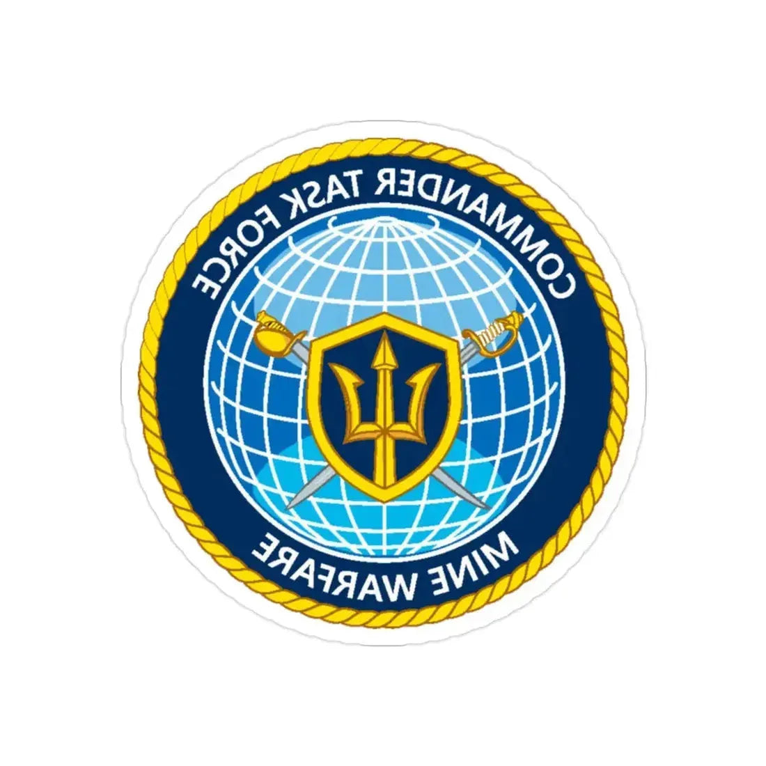Commander Task Force Mine Warfare CTF MW (U.S. Navy) REVERSE PRINT Transparent Die-Cut STICKER 2 Inch Die-Cut Transparent - The Sticker Space