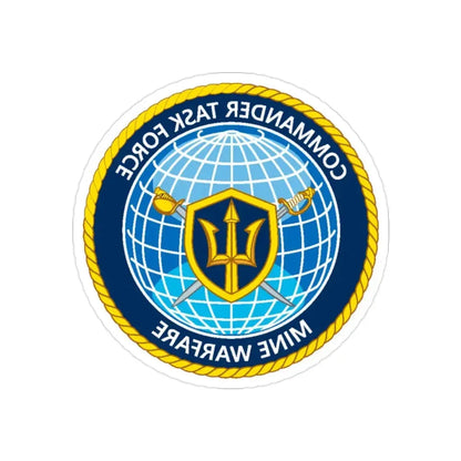 Commander Task Force Mine Warfare CTF MW (U.S. Navy) REVERSE PRINT Transparent Die-Cut STICKER 2 Inch Die-Cut Transparent - The Sticker Space