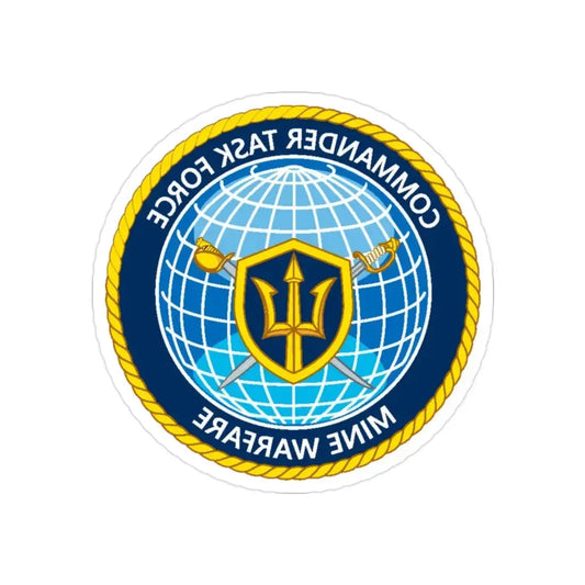 Commander Task Force Mine Warfare CTF MW (U.S. Navy) REVERSE PRINT Transparent Die-Cut STICKER 2 Inch Die-Cut Transparent - The Sticker Space