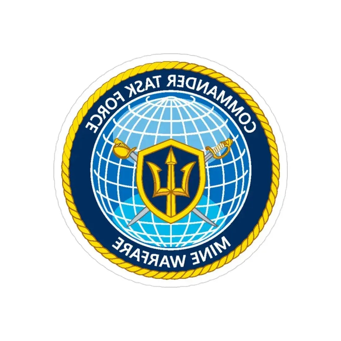 Commander Task Force Mine Warfare CTF MW (U.S. Navy) REVERSE PRINT Transparent Die-Cut STICKER 3 Inch Die-Cut Transparent - The Sticker Space