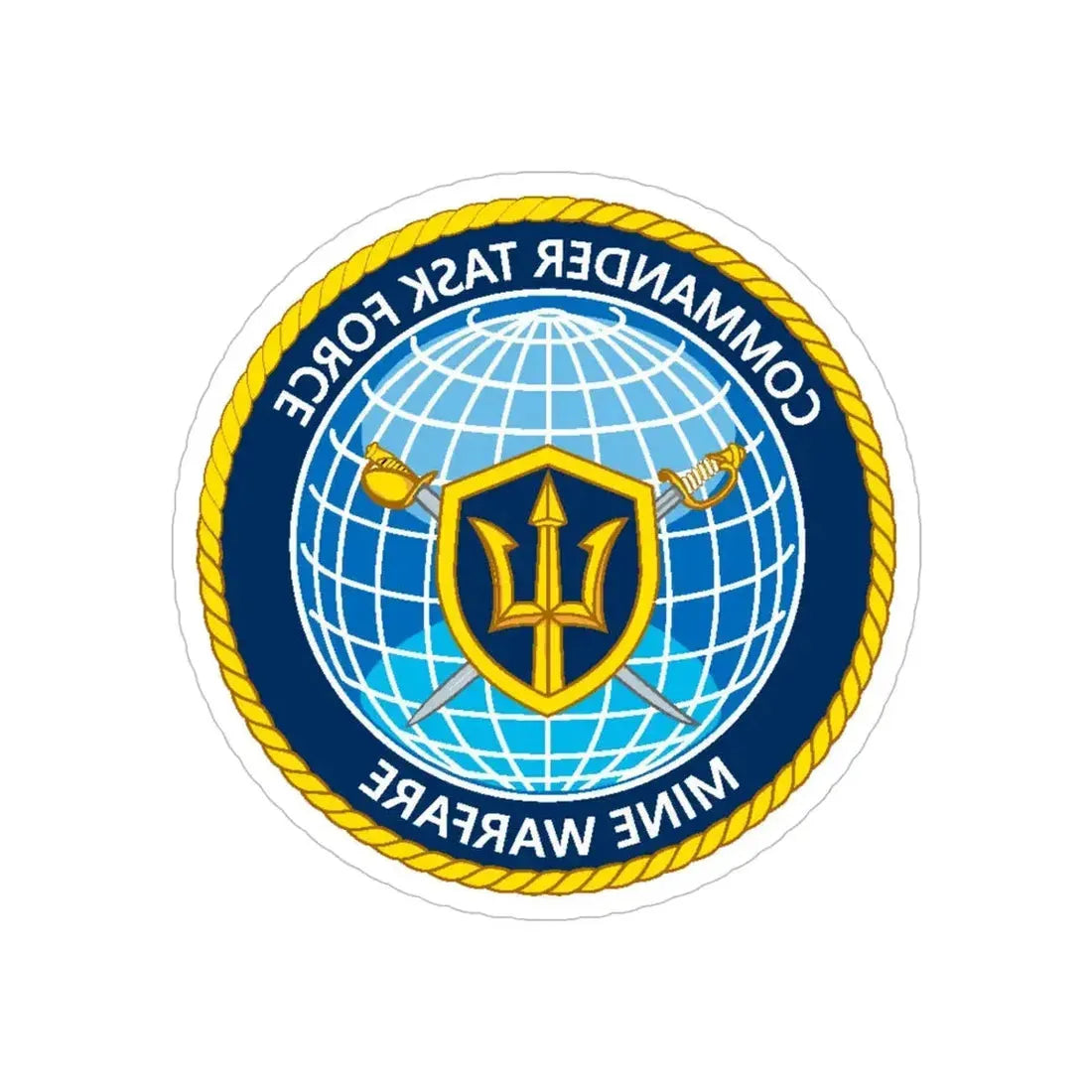 Commander Task Force Mine Warfare CTF MW (U.S. Navy) REVERSE PRINT Transparent Die-Cut STICKER 5 Inch Die-Cut Transparent - The Sticker Space