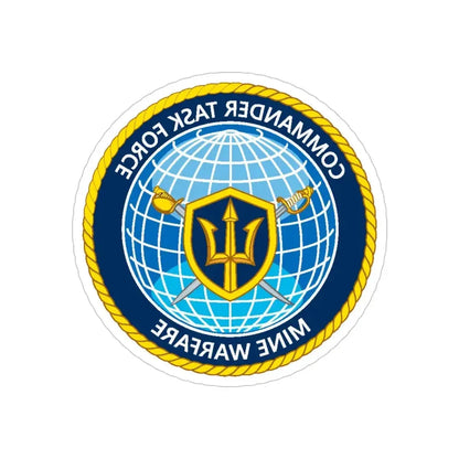 Commander Task Force Mine Warfare CTF MW (U.S. Navy) REVERSE PRINT Transparent Die-Cut STICKER 5 Inch Die-Cut Transparent - The Sticker Space