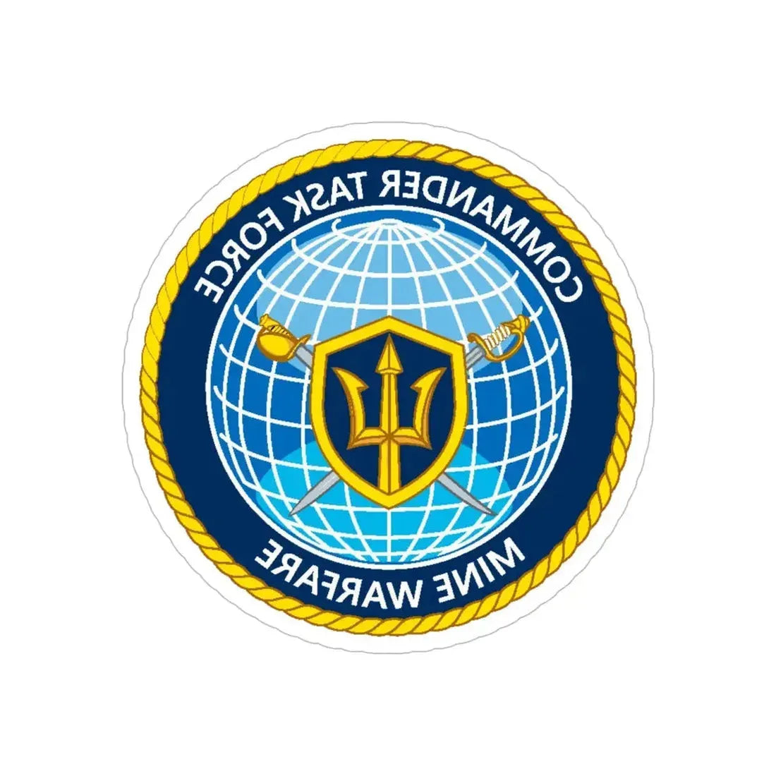 Commander Task Force Mine Warfare CTF MW (U.S. Navy) REVERSE PRINT Transparent Die-Cut STICKER 6 Inch Die-Cut Transparent - The Sticker Space