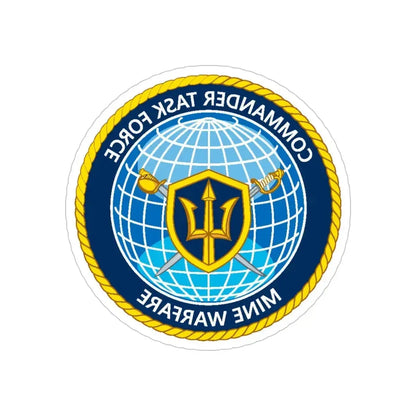Commander Task Force Mine Warfare CTF MW (U.S. Navy) REVERSE PRINT Transparent Die-Cut STICKER 6 Inch Die-Cut Transparent - The Sticker Space