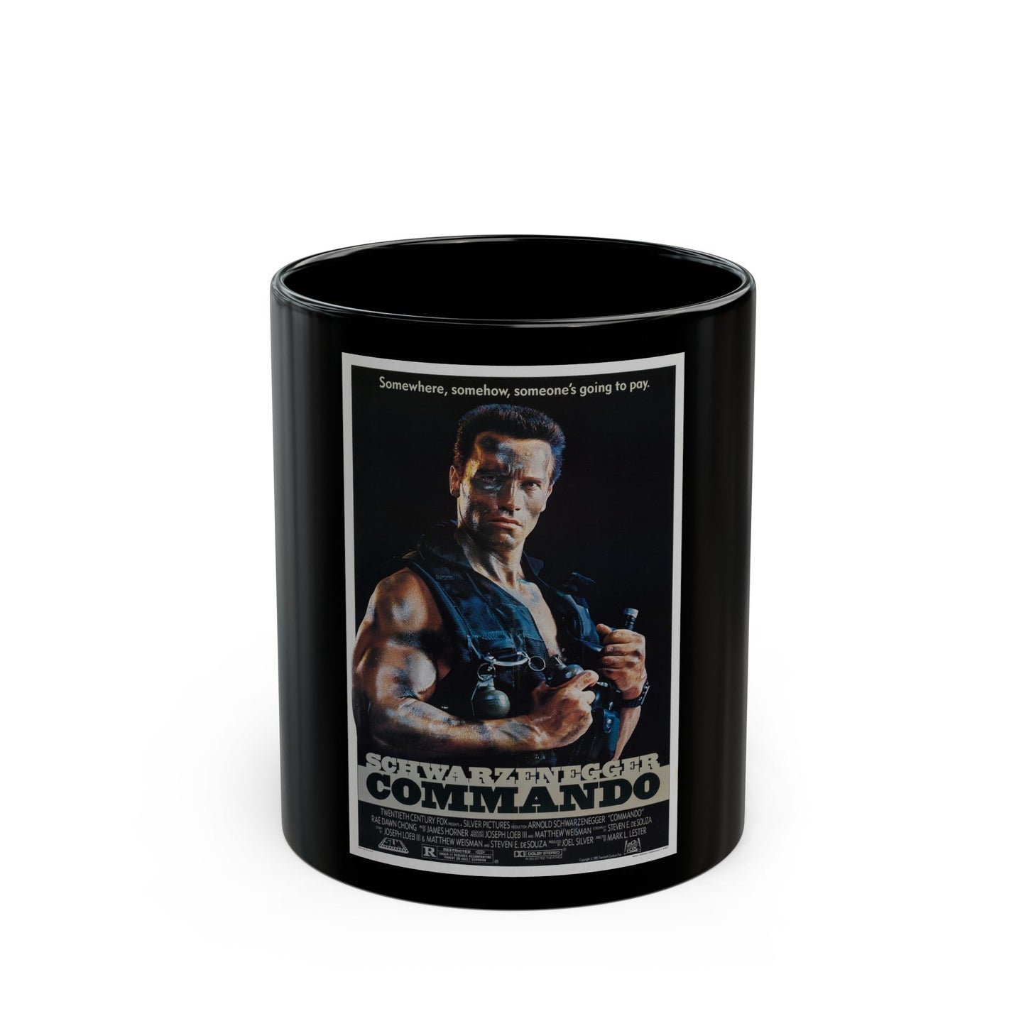 COMMANDO 1985 Movie Poster - Black Coffee Mug-11oz-The Sticker Space